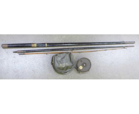 A The Major fishing reel by Mordex and a vintage fishing rod