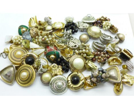 Approximately 35 pairs of vintage clip-on earrings