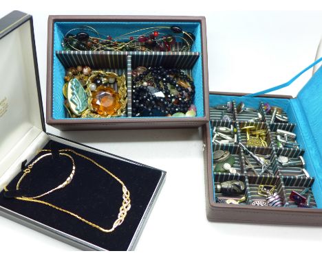 Costume jewellery and cufflinks, weight including boxes 1.26kg