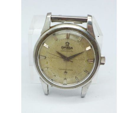 An Omega Constellation chronometer automatic wristwatch with pie-pan dial, the case back bears initials