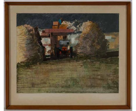 * KENNETH FREWIN,
TRACTOR AND HAY BAILS
oil on board, signed and dated '68
50cm x 65cm
Framed and under glass.