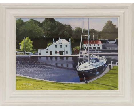 FRANK COLCLOUGH,
CRINAN BASIN
oil on board, signed, further signed and titled verso
51cm x 71cm
Framed and under glass