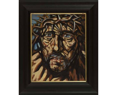 * PETER HOWSON OBE,
CROWN OF THORNS
oil on canvas, signed. Titled and dated 2007 verso
48cm x 38cm
Framed.
Note:An outstandin