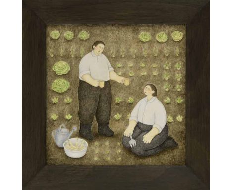 * ALIISA HYSLOP,
A PATCH OF OUR OWN
acrylic on board, dated May 1997
36cm x 36cm 
Framed
