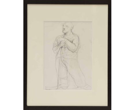 * PETER HOWSON OBE, 
STUDY OF A MAN 
pencil on paper, signed 
28.5cm x 20cm 
Mounted, framed and under glass