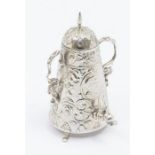 A Hanau silver 930 standard novelty model of a two handled Samovar, tapering repousse with scrolling
