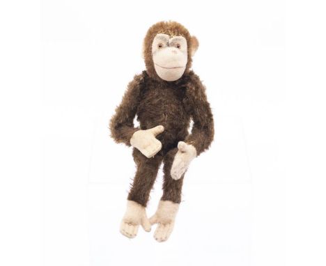 A 1950s Stieff Jocko Monkey, button to reverse ear (restoration to left foot and left ear lobe)