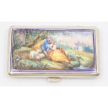 An early 20th Austro-Hungarian 900 standard silver and enamel cigarette box, circa 1900, the cover