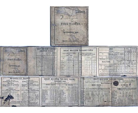 1863 Metropolitan Railway TIMETABLES LEAFLET for the original service from Paddington to Farringdon St plus Great Western &am