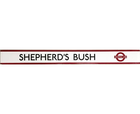 London Underground 1950s/60s enamel PLATFORM FRIEZE PANEL from Shepherds Bush station on the Central Line and incorporating a