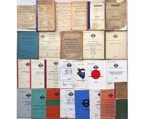 Quantity (27) of 1910 onwards Railway &amp; London Underground WORKING TIMETABLES &amp; RULE BOOKS/SUPPLEMENTS incl 1910 East