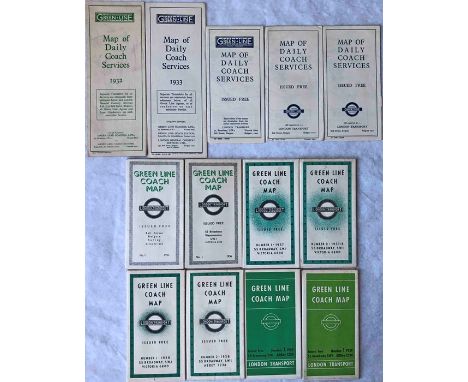 Selection (13) of 1930s Green Line Coach POCKET MAPS including some of the very early issues such as the first-ever dated 24.