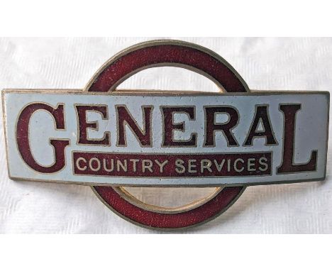 1932 London General Country Services CAP BADGE, enamel on brass, featuring the grey and red colours also used in the fleetnam