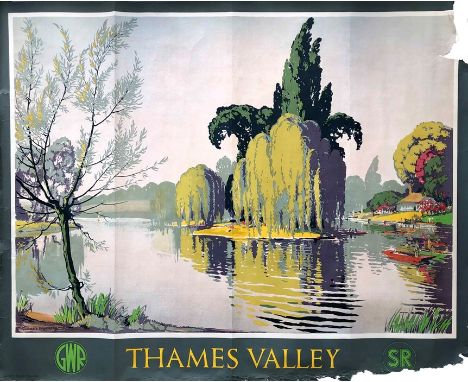 1946 Southern Railway (with the Great Western Railway) quad-royal POSTER 'Thames Valley' by Walter E Strawberry (1889-1969). 