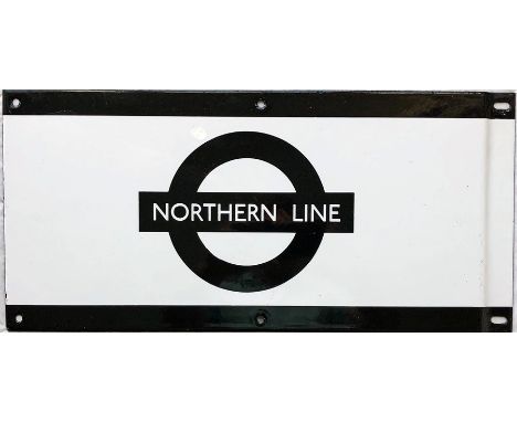 London Underground 1950s/60s enamel PLATFORM FRIEZE PLATE from the Northern Line with the line name on the bar of a tradition