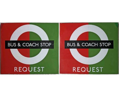 London Transport enamel BUS &amp; COACH STOP FLAG, the 'request' version. This is one of a limited number produced in the 198