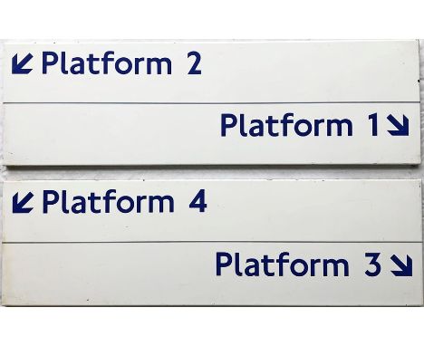 Matched pair of London Underground ENAMEL SIGNS to platforms, the first for platforms 1 &amp; 2, the second for platforms 3 &