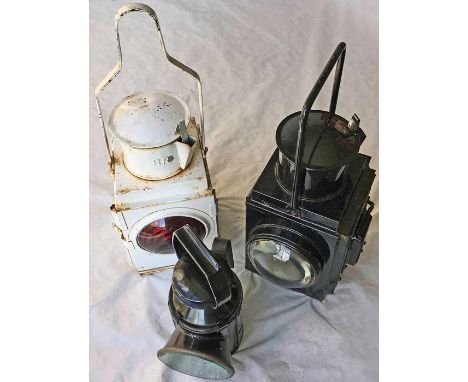 Selection of British Railways LAMPS (all marked 'BR') comprising a tail-lamp in good, ex-use condition, a loco head-lamp whic