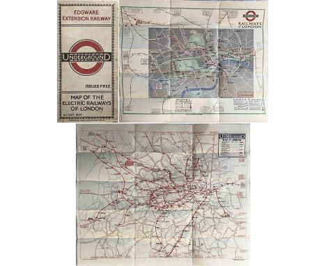 Pair of 1924 London Underground MAPS, the first the August 1924 pocket map "Edgware Extension Railway" with map by J C Betts 