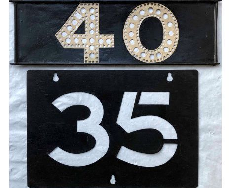 Pair of LCC/London Transport Tramways ROUTE NUMBER STENCIL PLATES, the first for service 35 which ran between Highgate &amp; 