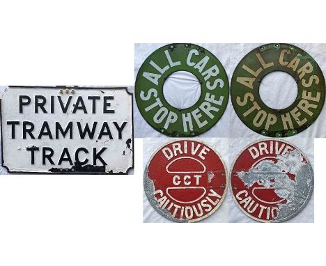 [Revised] Selection (3) of Glasgow Corporation Tramways SIGNS comprising a cast-iron 'Private Tramway Track' from a reserved 