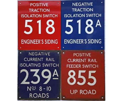 Selection (4) of London Underground enamel SECTION SWITCH PLATES. The plates measure 10.5" x 12" (27cm x 31cm) and would have