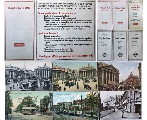 Selection of 1930s London United Tramways &amp; London Transport Trolleybus/Tram to Trolleybus LEAFLETS incl the first conver