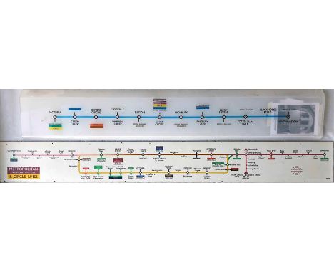 Pair of 1960s London Underground CAR DIAGRAMS, the first a translucent, plastic Victoria Line example produced in the mid-196