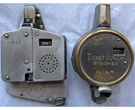 Pair of TICKET PUNCH MACHINES, the first is by The Ticket Punch &amp; Register Co Ltd, serial no 6917 (punches &amp; register