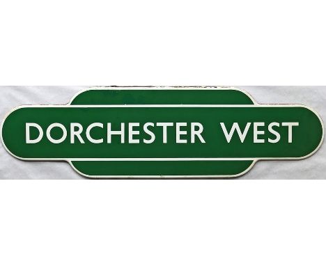 British Railways, Southern Region enamel TOTEM SIGN from Dorchester West, an ex-GWR station on the Wilts, Somerset &amp; Weym