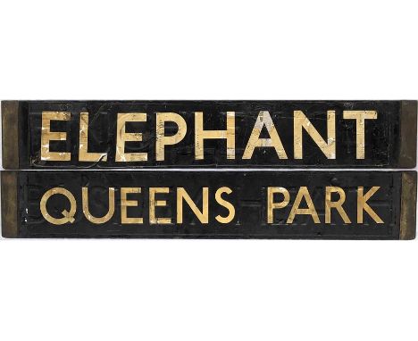 London Underground Standard or 1938 Tube Stock enamel DESTINATION PLATE for Elephant/Queens Park on the Bakerloo Line. Plate 