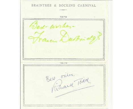 TV Film Collection 30+ autographs including Francis Durbridge, Richard Todd, Mike Yarwood, Michael Bentine, Glenda Jackson, S