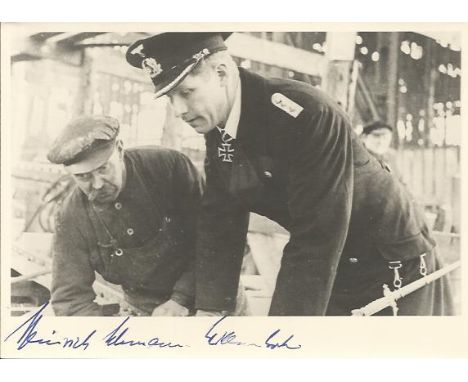 Heinrich Lehmann Willenbrock U96 signed 6 x 4 inch black and white portrait photo. Good condition 