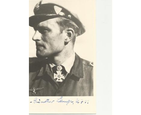 Hans Gunter Lange signed 6 x 4 inch black and white portrait photo. Good condition 