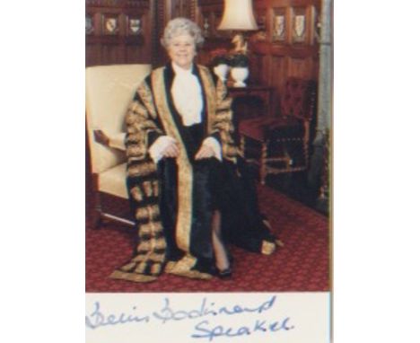 Betty Boothroyd, Speaker of the Commons. P/C portrait. Excellent. 
