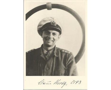 Claus Korth U93 signed 6 x 4 inch black and white portrait photo. Good condition 