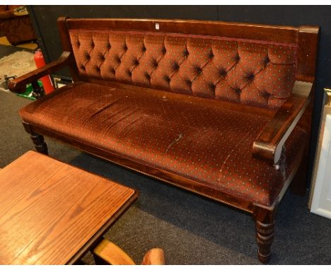 A pub style hall bench, 100cm high x 185cm wide x 57cm deep