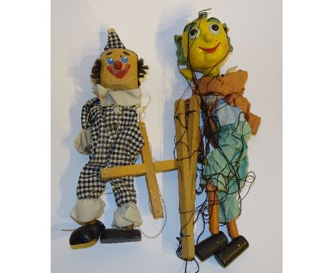 A vintage Pelham puppet 'Mr Turnip', in original brown box with instruction leaflet, together with another clown puppet (2)