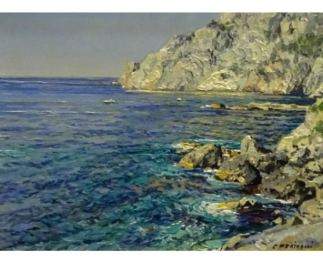 Carlo Perindani (Italian 1899-1986)'Seascape Off Capri'Oil on board, signed lower right, 20 x 26cm