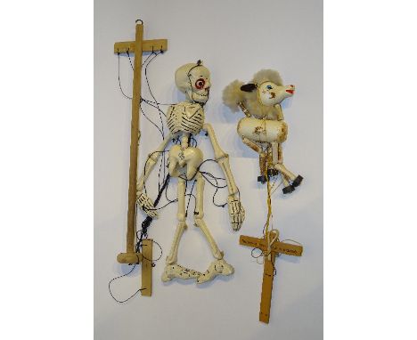 A vintage Pelham puppet 'Skeleton', in original brown box, together with another unboxed Pelham puppet 'Foal (2)