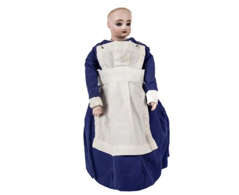 A continental clockwork automaton 'nurse'. With a porcelain head and glass eyes, (AF), 37.5cm high Condition Report: yes it w