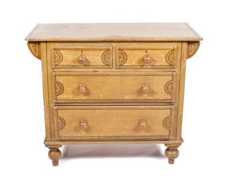 A 19th century comb and painted pine chest of drawers. With two short over three graduated long drawers with knob handles and