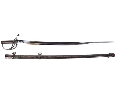 Military : British pattern 1853 cavalry trooper sabre sword and scabbard. This model was extensively used at the Battle of Ba