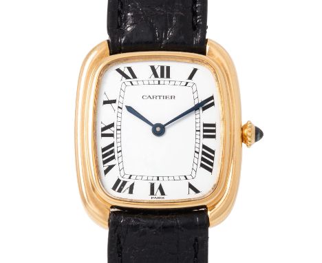 CARTIER seltene Gondole Automatik mit Paris Zifferblatt. 18K Gelbgold. Automatikwerk mit guten Gangwerten (-1 Sek., 299°, Gan