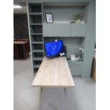 Green & Light Wood Wall Cabinets and Table