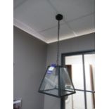 2x Suspended Ceiling Lamps with Glass Shades