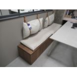 Wood Veneer Bench Seat with 3 Drawers Beneath and Cushions