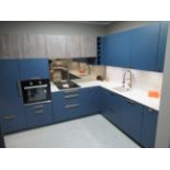 Häcker Concept 130 Display Kitchen in Ocean Satin and Meteor Oxide