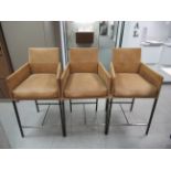 3x KFF of Denmark Leather Upholstered Counter Stools