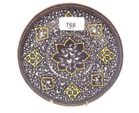 An enamel on silver plate decorated birds 